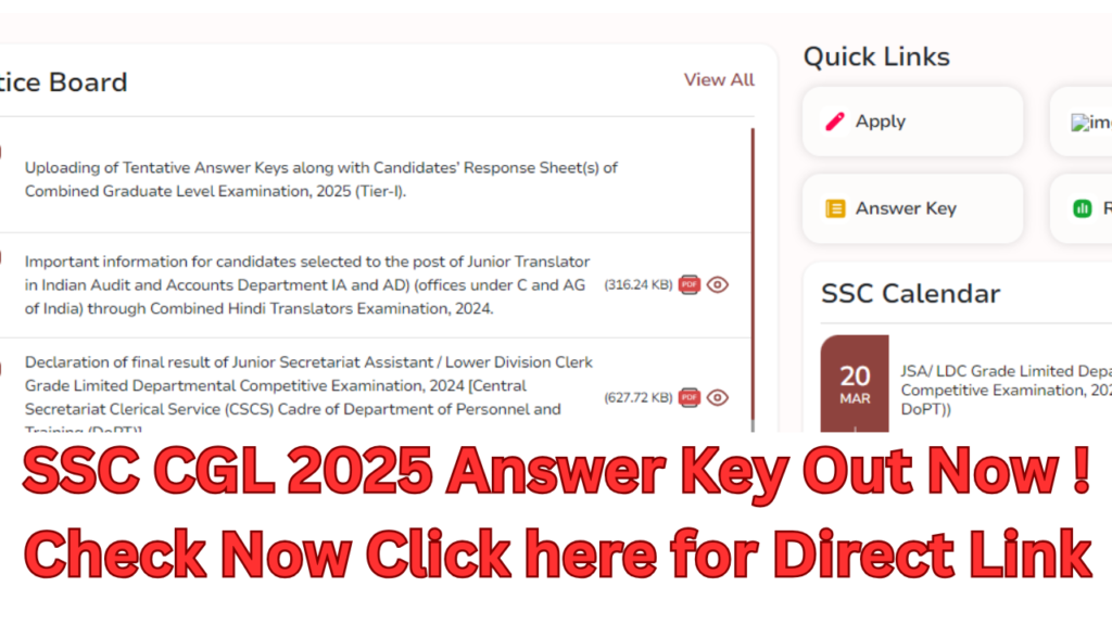 ssc cgl 2025 answer key